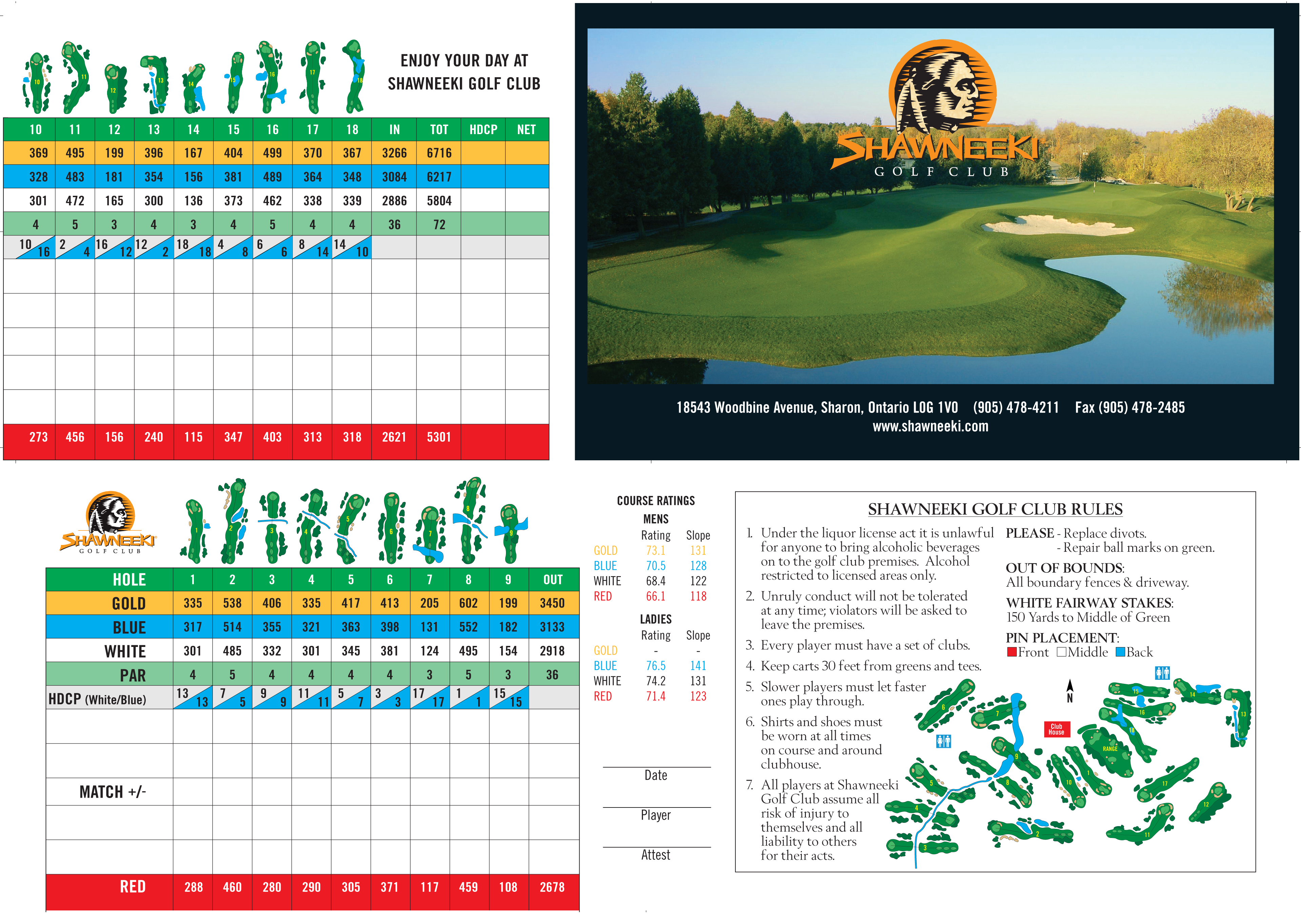 Scorecard - Shawneeki Golf Club.